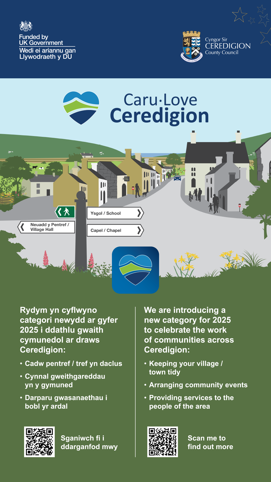 Caru'ch Cymuned, categori newydd ar gyfer Gwobrau Caru Ceredigion 2025