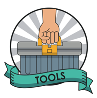 A hand holding a toolbox