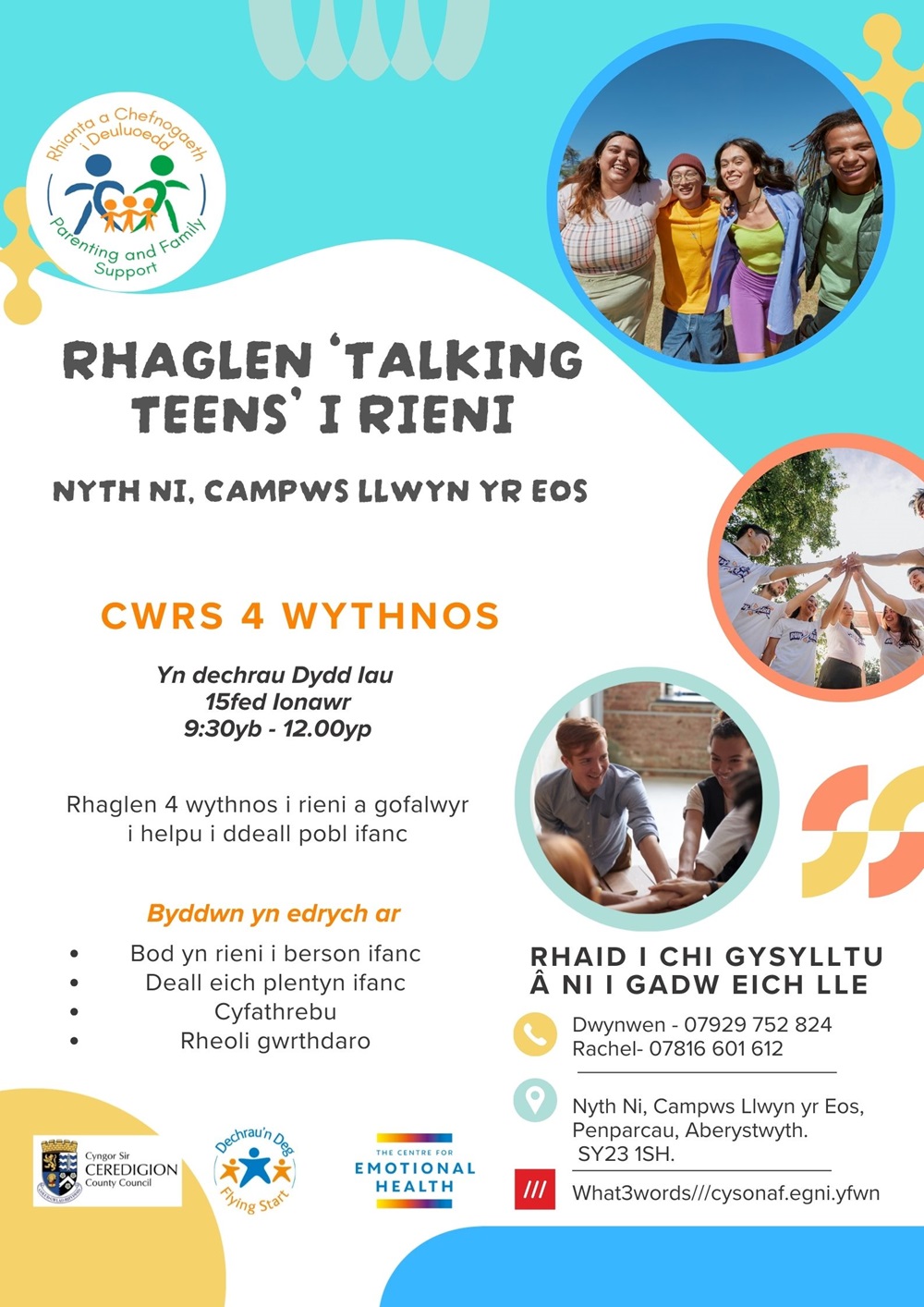 Rhaglen 'Talking Teens' i Rhieni