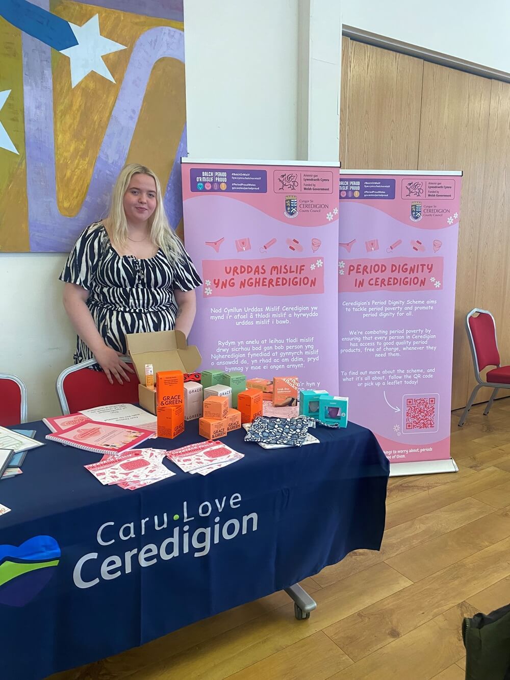 Stand with period products available